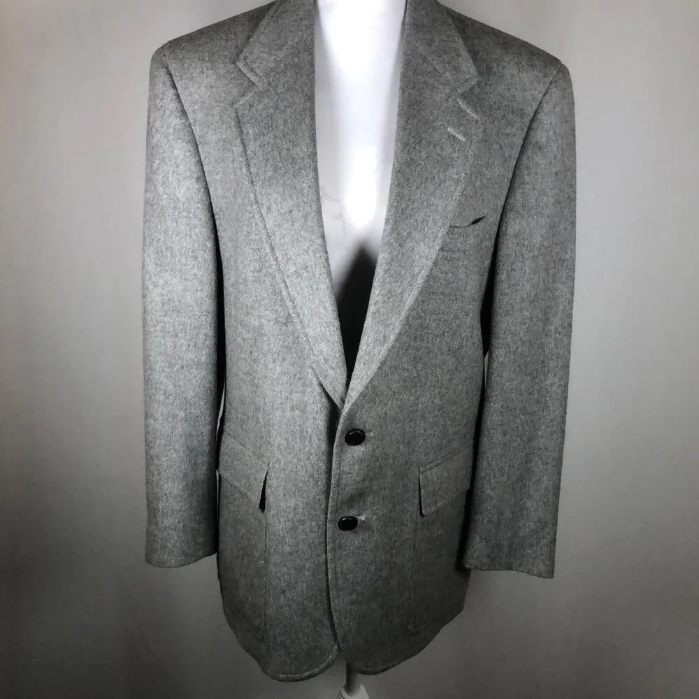 Vintage Hunter Haig Gray Wool Blazer — Union Made in USA | Quiet Luxury Classic - Picture 4 of 11